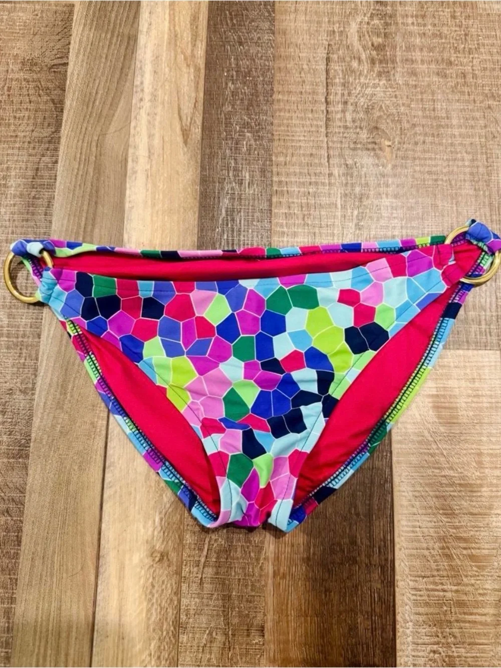 Colorful Mosaic Bikini Bottoms - Pink Accents